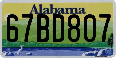 AL license plate 67BD807