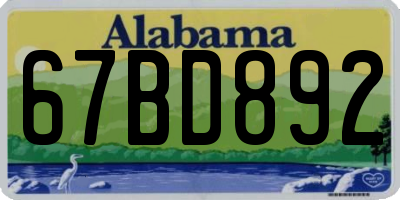 AL license plate 67BD892