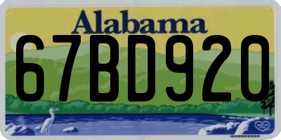AL license plate 67BD920