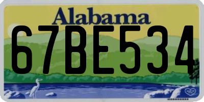 AL license plate 67BE534