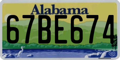 AL license plate 67BE674