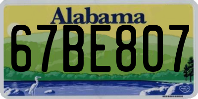 AL license plate 67BE807
