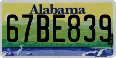 AL license plate 67BE839