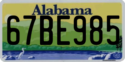 AL license plate 67BE985