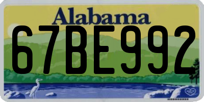 AL license plate 67BE992