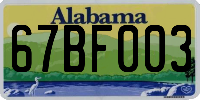 AL license plate 67BF003