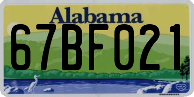 AL license plate 67BF021