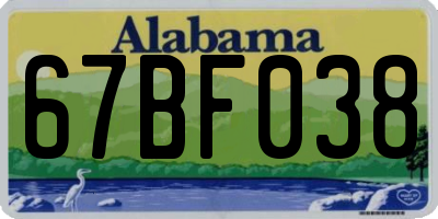 AL license plate 67BF038