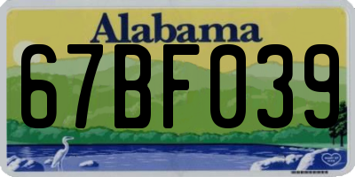 AL license plate 67BF039