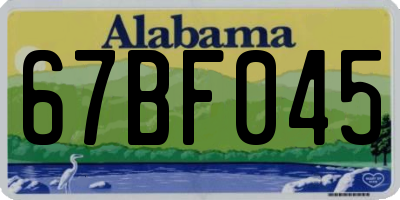 AL license plate 67BF045