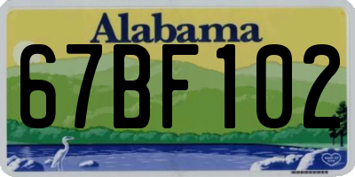 AL license plate 67BF102