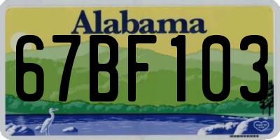 AL license plate 67BF103