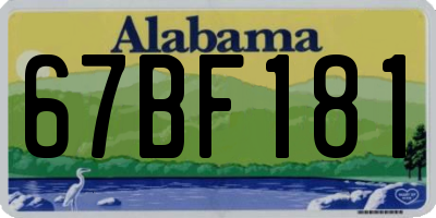 AL license plate 67BF181