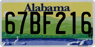 AL license plate 67BF216
