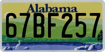 AL license plate 67BF257
