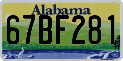 AL license plate 67BF281