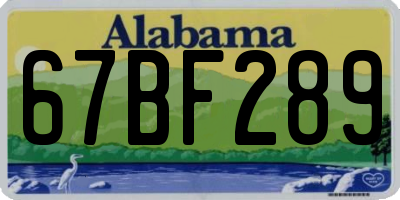 AL license plate 67BF289