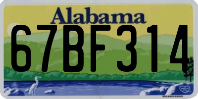 AL license plate 67BF314
