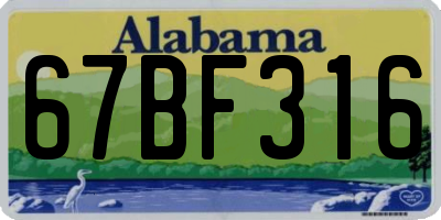 AL license plate 67BF316