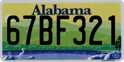 AL license plate 67BF321