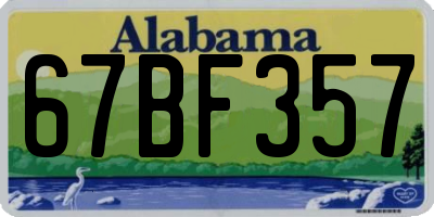 AL license plate 67BF357