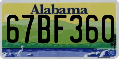 AL license plate 67BF360