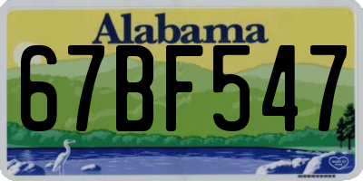 AL license plate 67BF547