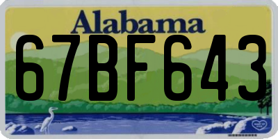 AL license plate 67BF643