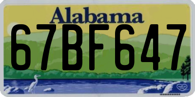 AL license plate 67BF647