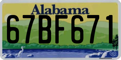 AL license plate 67BF671