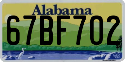 AL license plate 67BF702
