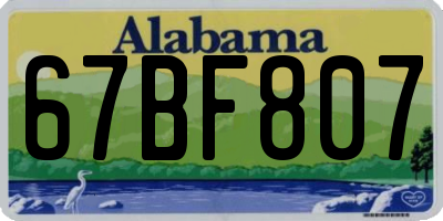 AL license plate 67BF807