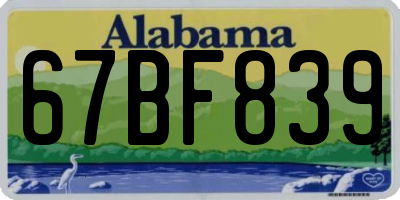 AL license plate 67BF839