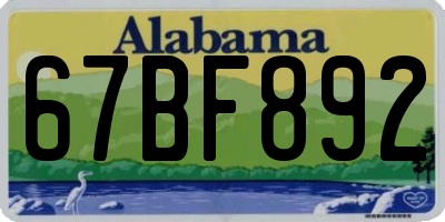 AL license plate 67BF892