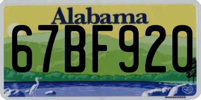 AL license plate 67BF920