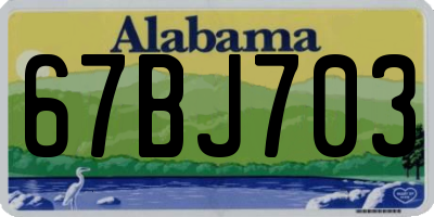 AL license plate 67BJ703