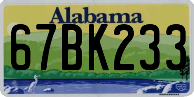 AL license plate 67BK233