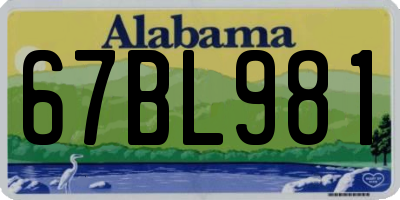 AL license plate 67BL981