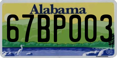 AL license plate 67BP003
