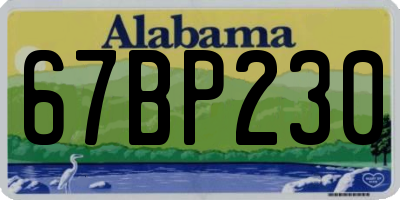 AL license plate 67BP230