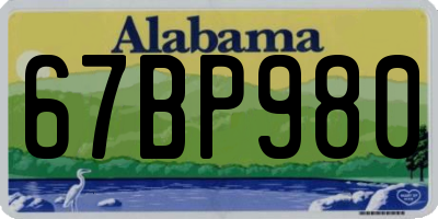 AL license plate 67BP980
