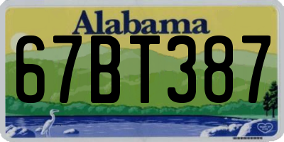 AL license plate 67BT387