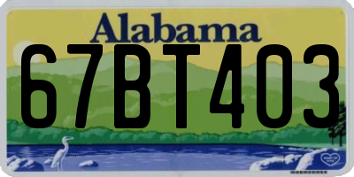 AL license plate 67BT403