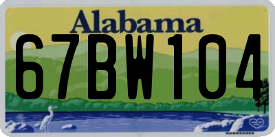 AL license plate 67BW104