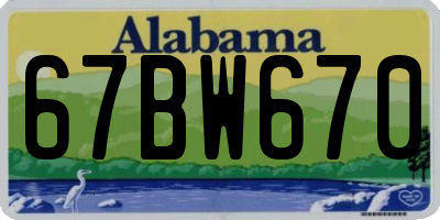 AL license plate 67BW670