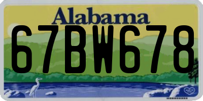 AL license plate 67BW678