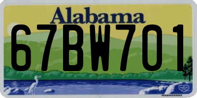 AL license plate 67BW701