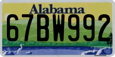 AL license plate 67BW992