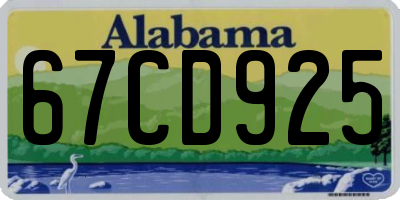 AL license plate 67CD925