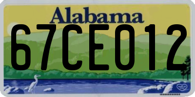 AL license plate 67CE012